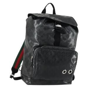 GUCCI GG Implementation Web Sherry Line Backpack Black Silver 347984 Auth ka1009